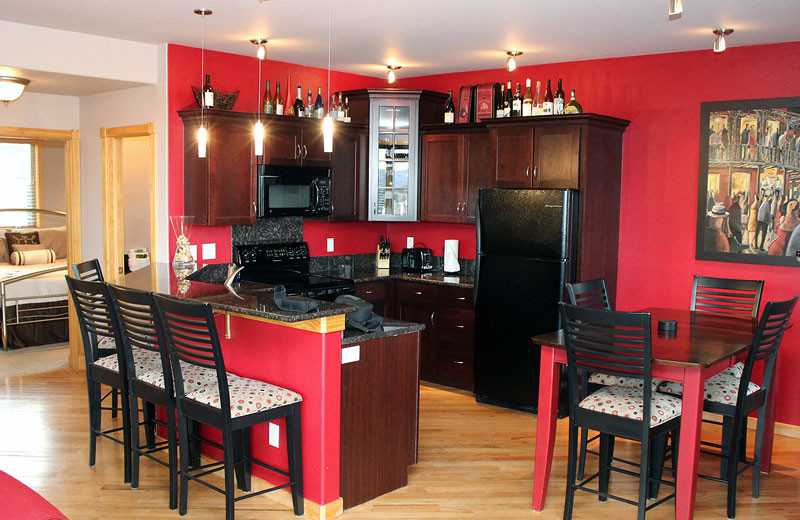 Vacation rental kitchen at Marys Lake Vacation Condos.