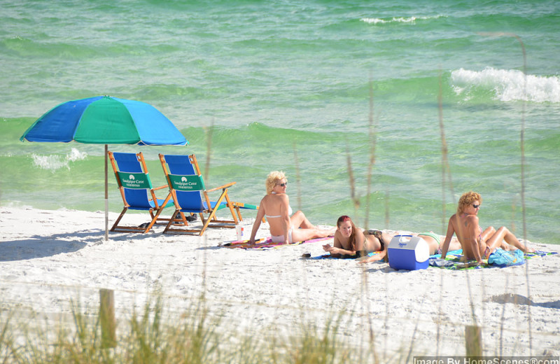 Relaxing on the beach at Sandpiper Cove.