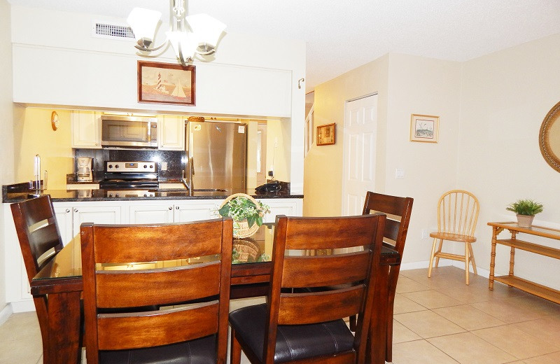 Rental kitchen at Family Sun Vacation Rentals.