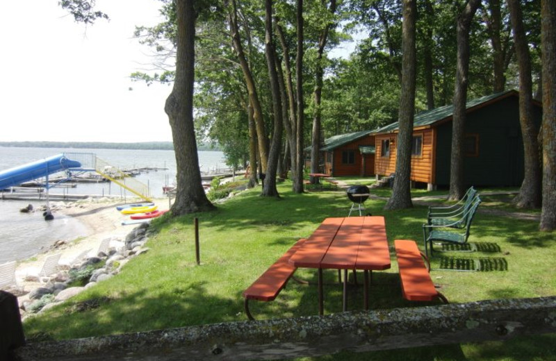 Lakeside cabins at Acorn Hill Resort.