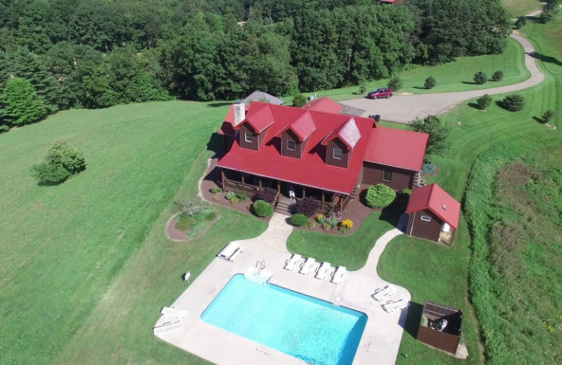 Aerial view of Old Man's Cave Chalets.