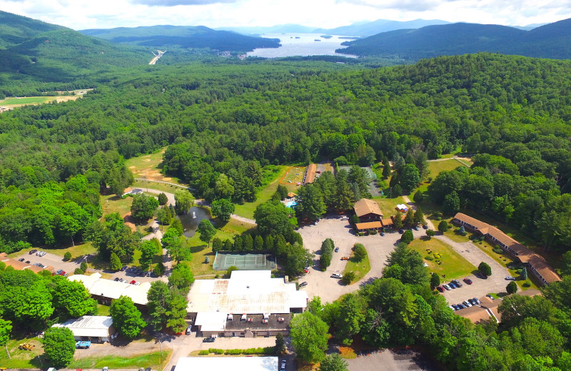 Aerial view of Roaring Brook Tennis and Ranch Resort.