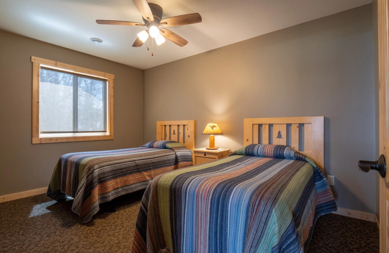 Cabin bedroom at Barky's Resort.