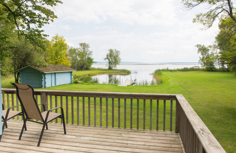 Cabin deck view at Hiawatha Beach Resort.