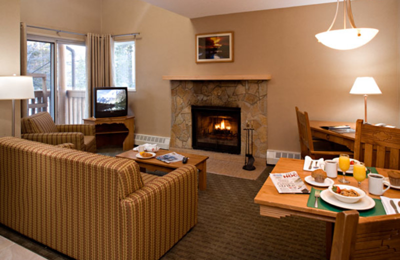 Suite interior at Banff Rocky Mountain Resort.