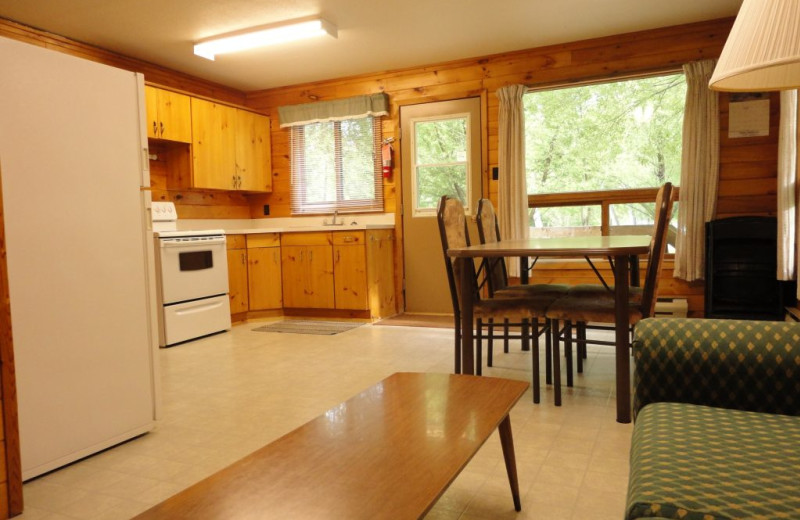 Cabin kitchen at Rainbow Point Lodge.
