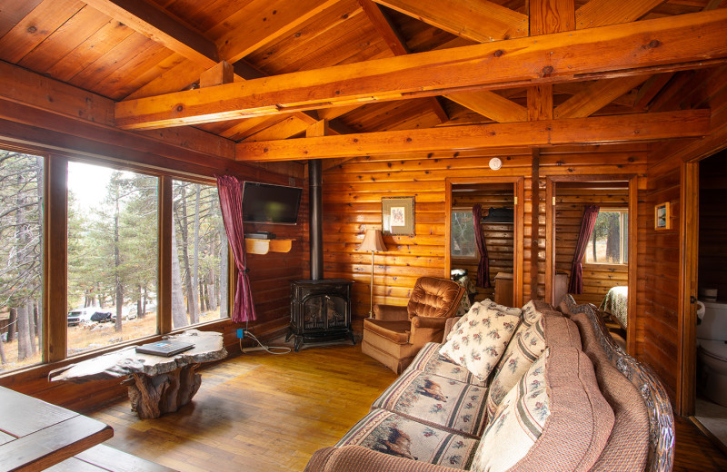 Cabin interior at Lake Alpine Lodge.
