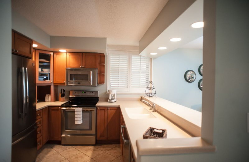 Rental kitchen at Luxury Properties Vacation Rentals.