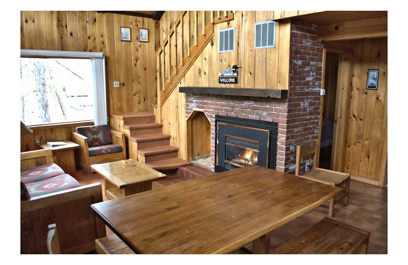 Cabin living room at Silver Rapids Lodge.