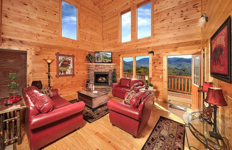 Rental living room at Smoky Mountains Vacation Cabins, LLC.