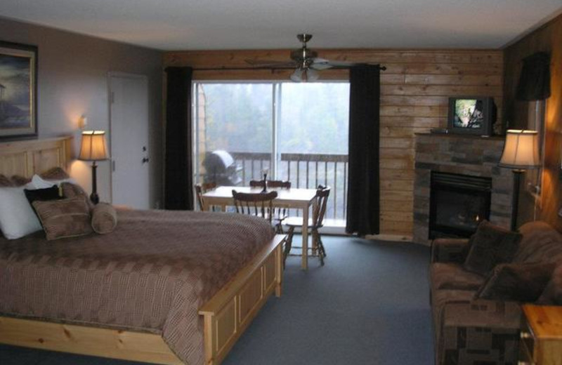 Cabin bedroom at Pleasant Cove Resort.