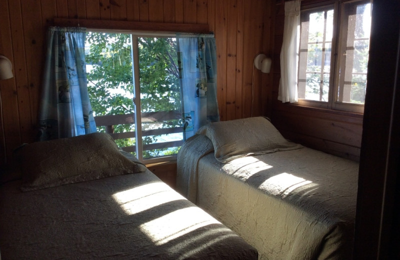 Cabin bedroom at Muskego Point Resort.