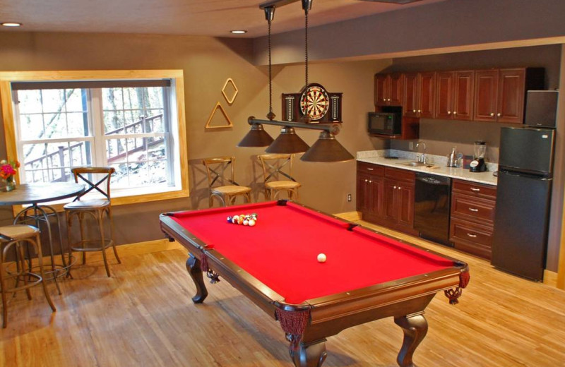 Guest billiard table at Beaver Lakefront Cabins.