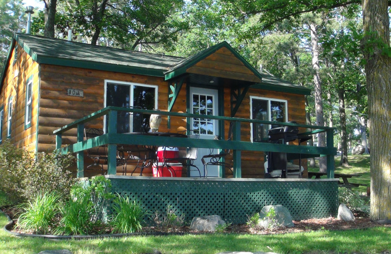 Cabin exterior at Moonlight Bay Resort.