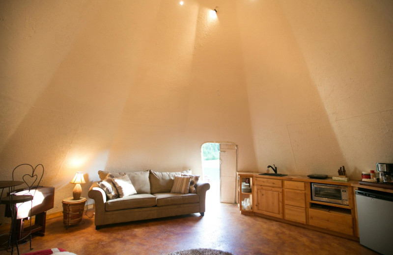 Tipis kitchenette at Geronimo Creek Retreat.