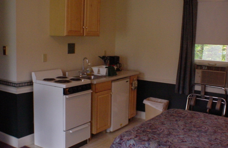 Room kitchenette at Highland Lake Resort.