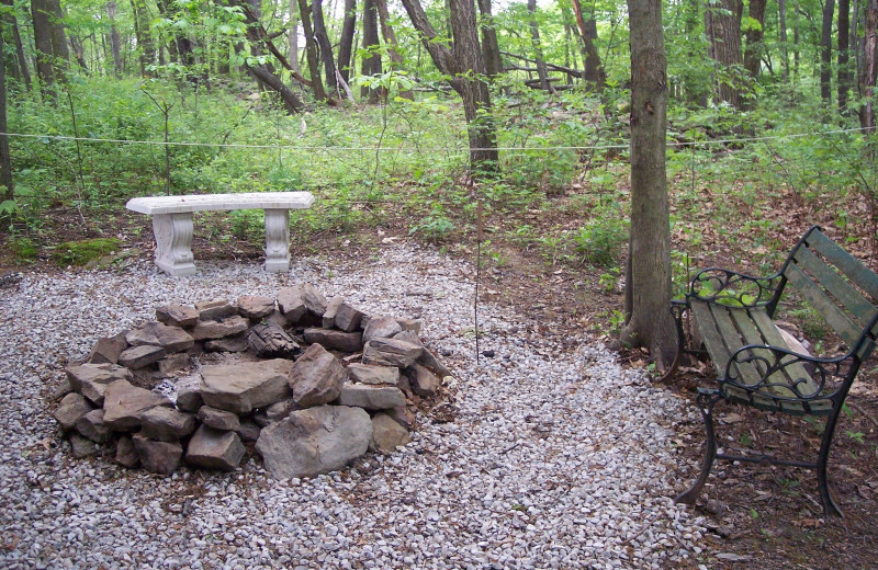 Cabin fire pit at Sunset Ridge Log Cabins.