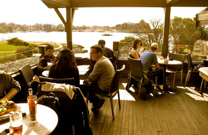 Patio at Spinnakers Brewpub and GuestHouses.