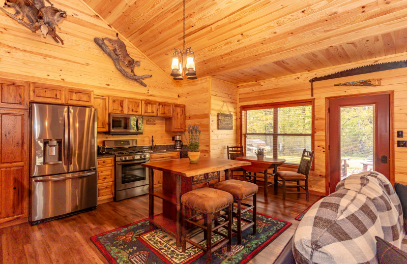 Cabin kitchen at Harpole's Heartland Lodge.