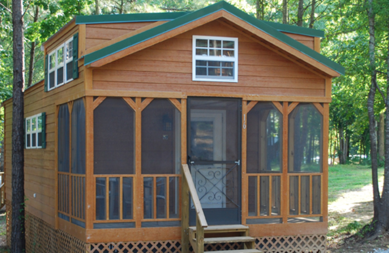 Cabin exterior at Yogi Bear's Jellystone Park Warrens.