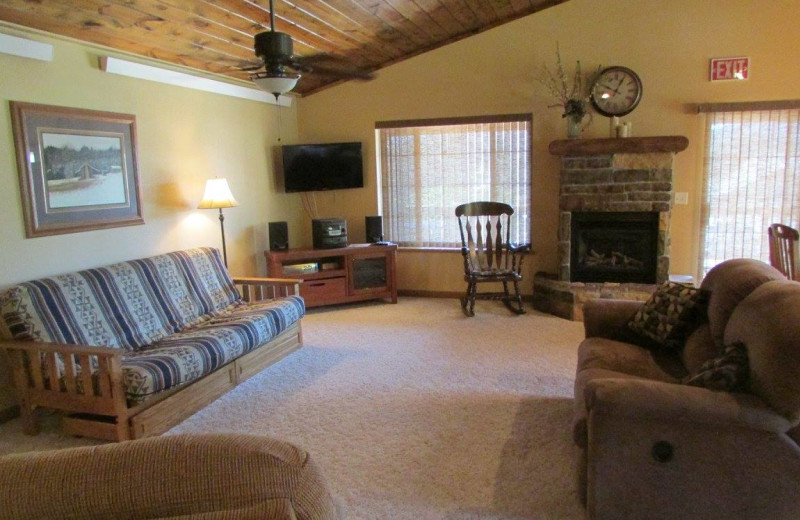 Rental living room at Heart of the Hills Vacation Homes.