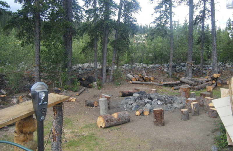 Fire pit at Denali Perch Resort.