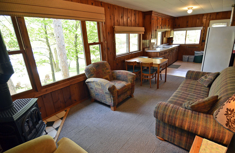 Cabin living room at Delta Lodge.