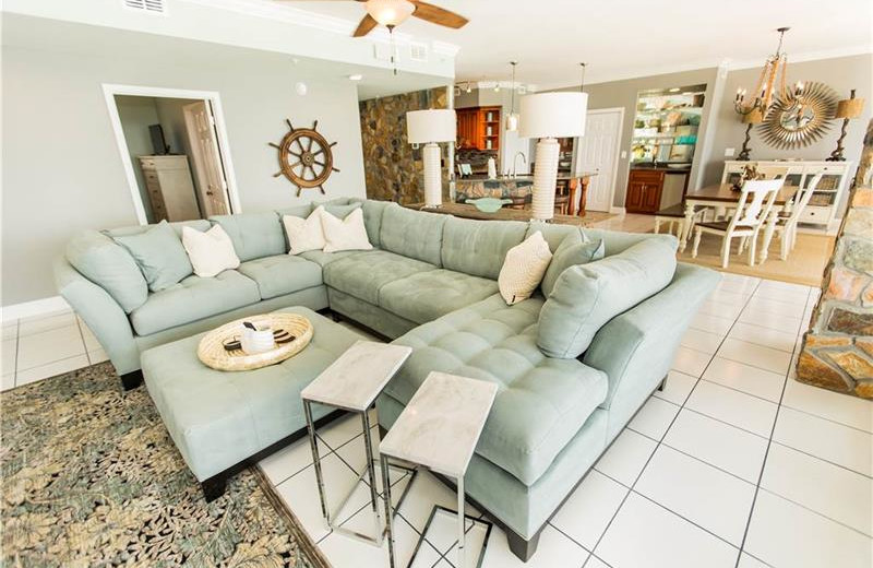 Rental living room at Holiday Isle Properties.