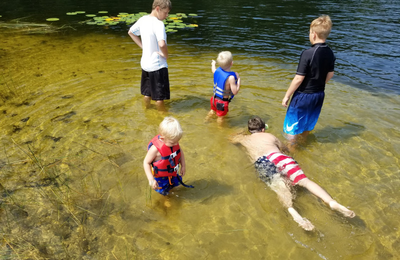 Kids swimming at Pine Beach Resort-Side Lake.