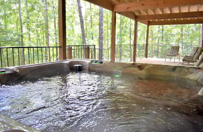 Cabin hot tub at White Glove Luxury Cabins.