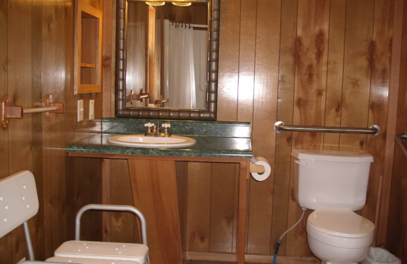 Cabin bathroom at Navarre Beach Campground.