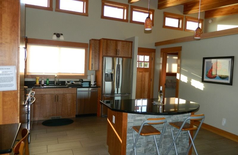 Rental kitchen at Brigadoon Vacation Rentals.