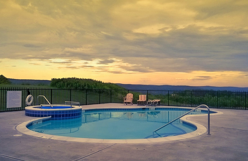 Pool sunset at August Lodge Cooperstown.