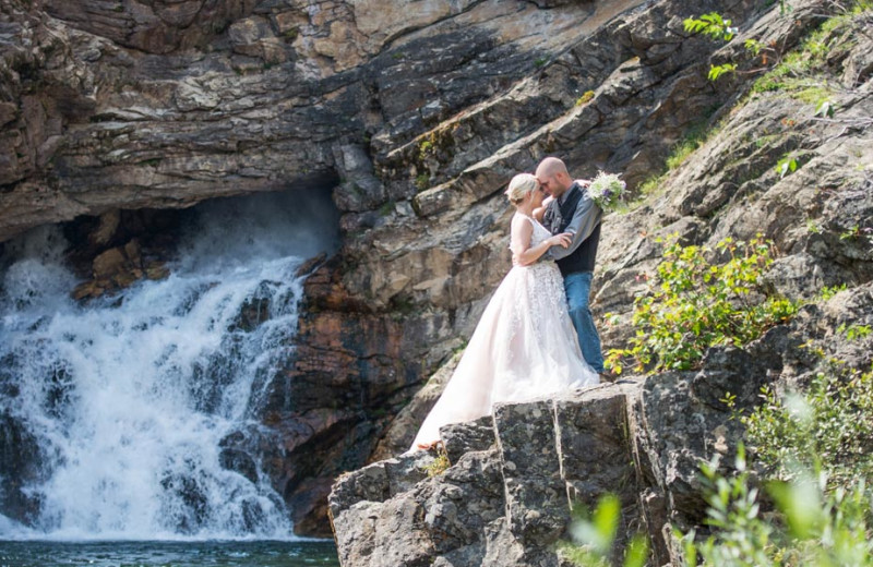 Wedding couple at Izaak Walton Inn.