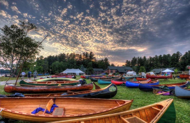 Canoes at Gauthier's Saranac Lake Inn.