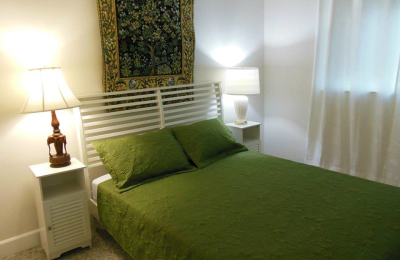 Rental bedroom at Oceanfront Getaways.