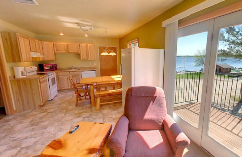 Cabin interior at Hiawatha Beach Resort.