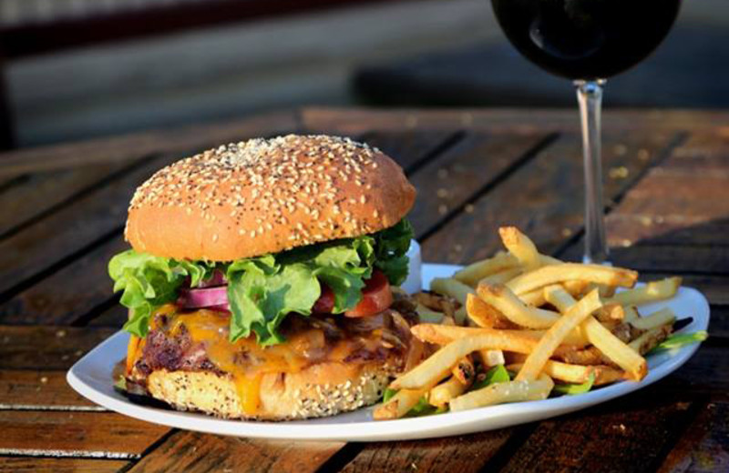 Burger and fries at Greenhorn Creek Resort.