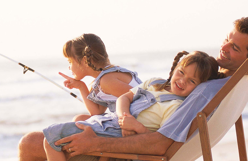 Family on beach at New Seabury Resort.