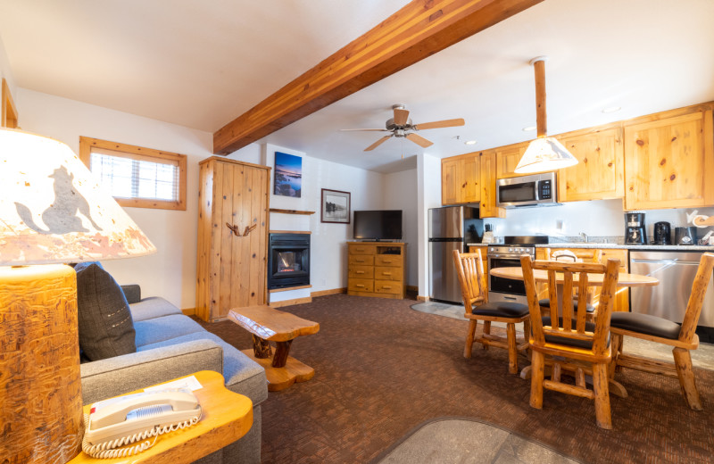 Guest room at Red Wolf Lakeside Lodge Resort Condos.