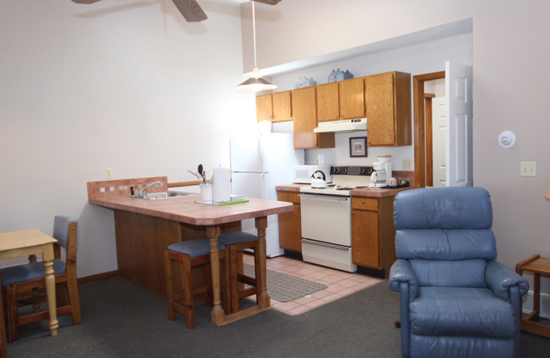 Guest kitchen at Streamside on Fall River.