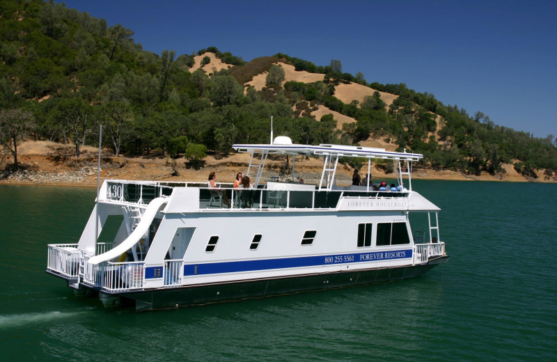 Houseboat exterior at Pleasure Cove.