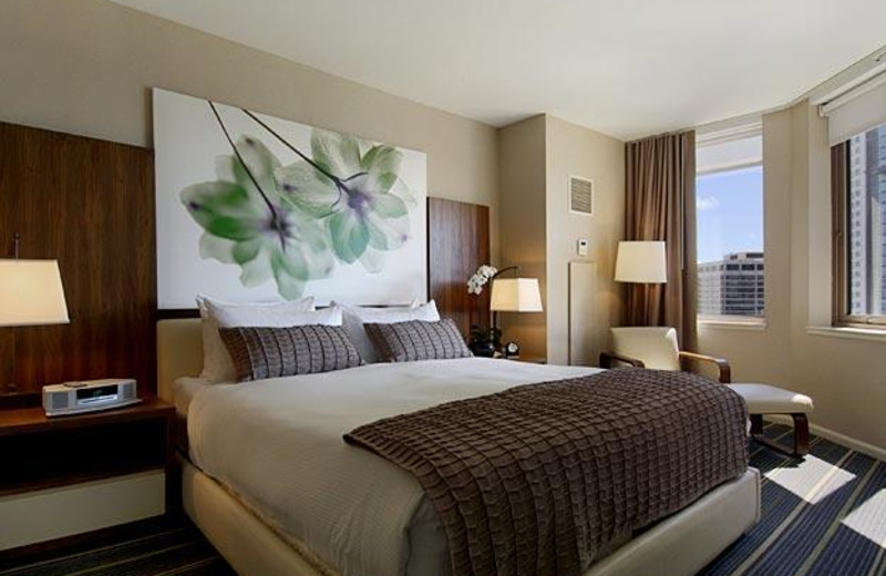 Guest room at The Fairmont Chicago.