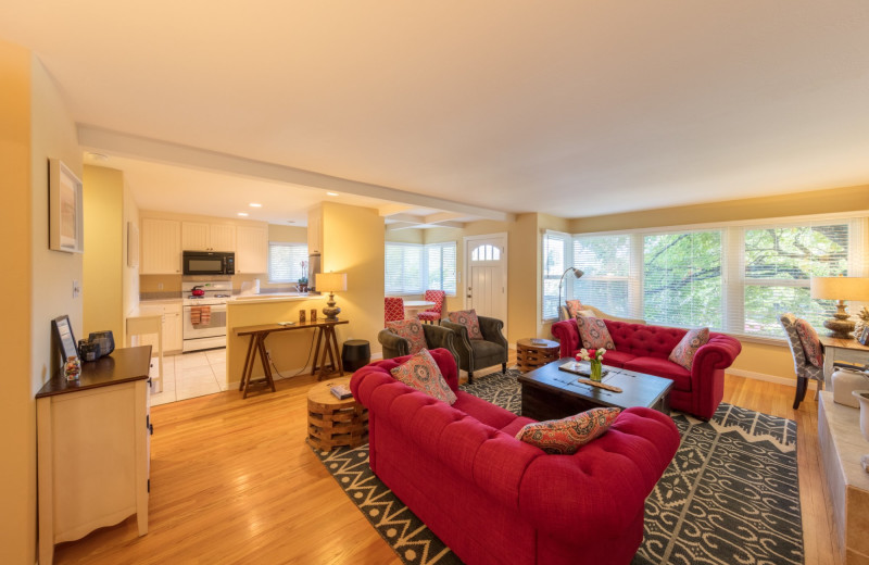 Cottage living room at Aurora Park Cottages.