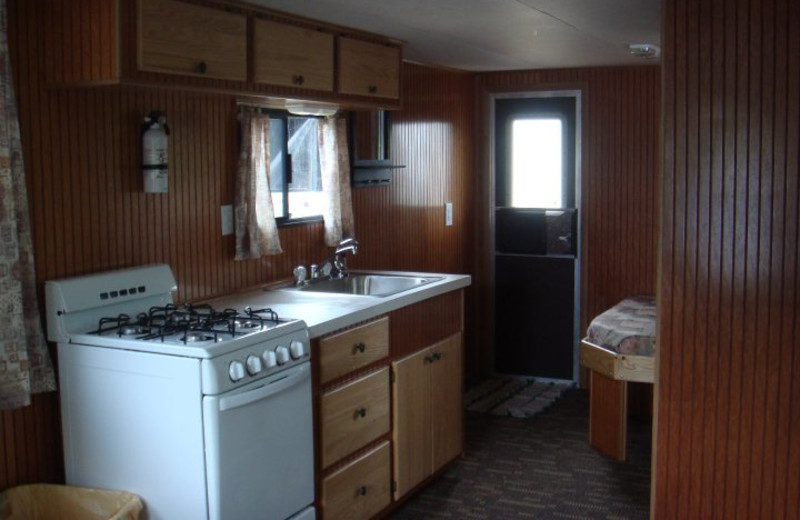 Houseboat kitchen at Ebel's Voyageur Houseboats.