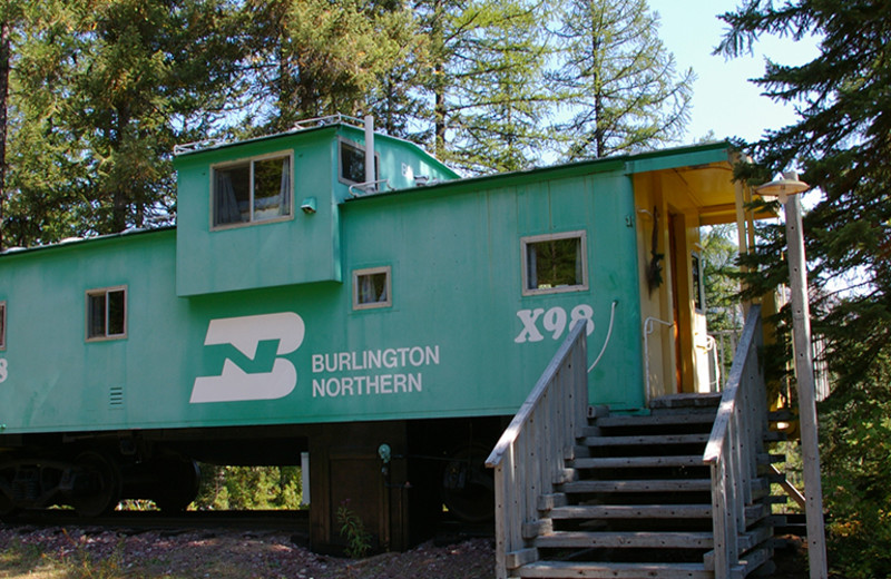 Caboose exterior at Izaak Walton Inn.