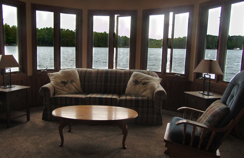Cabin living room at Northernaire Resort.
