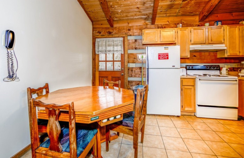 Cabin kitchen at TNT Cabin Rentals.