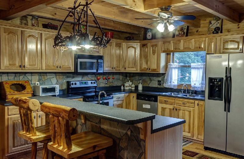 Cabin kitchen at Georgia Mountain Rentals.