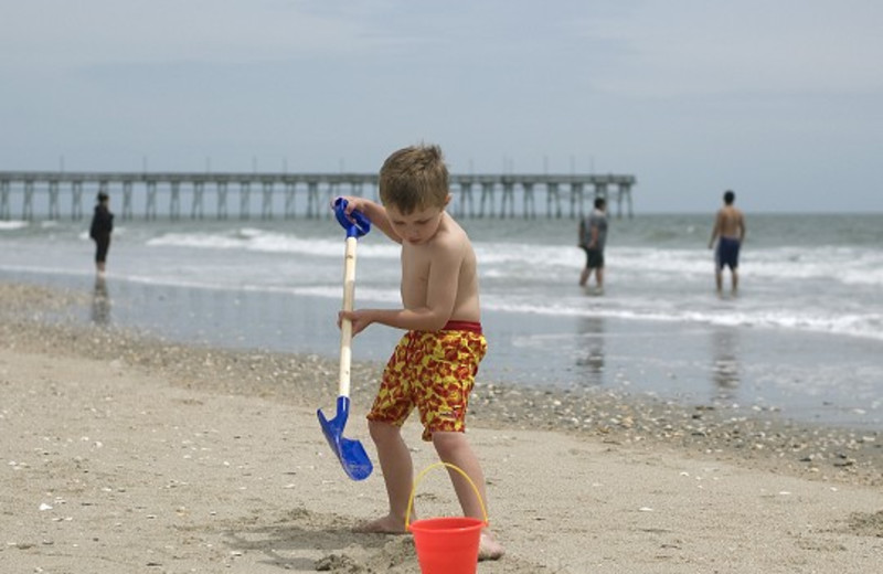 Playing on the beach at Ocean Isle Inn.